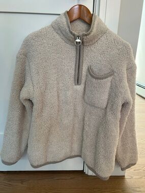 Cream Sherpa Half-Zip Pullover